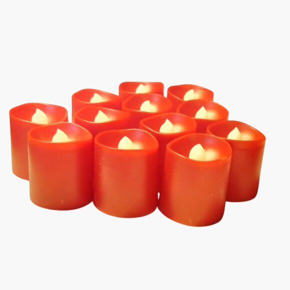 Flameless Red Votive Candles Lot 12 - Picture 7 of 14